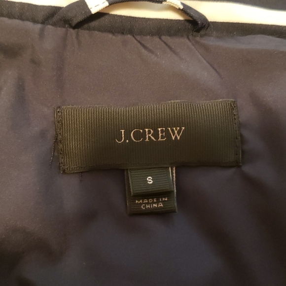 J.Crew Navy Striped Down Vest Sz S - Picture 4 of 6